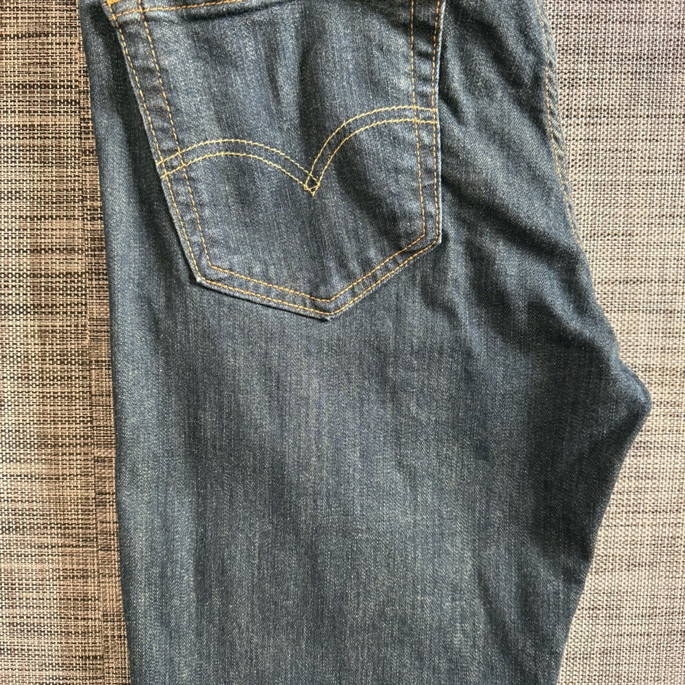 Levi's Straight Fit Dark Blue Jeans with Contrast Stitch